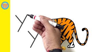 🐅Tiger Drawing Most Simple Ever..🐅
