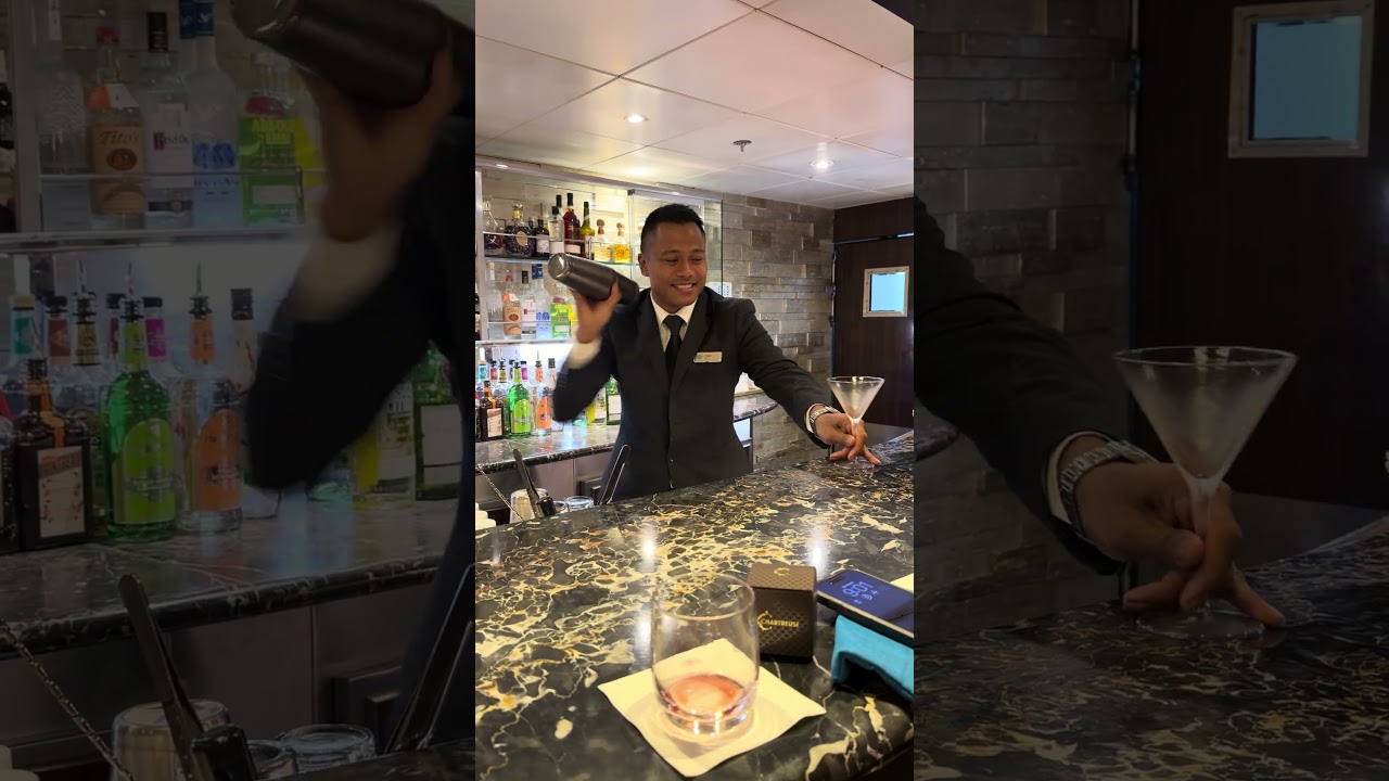 Watch Asta a Regent Sevens Seas Mariner Bartender at work!