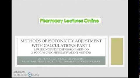 Methods of Isotonicity adjustment with calculations Part-1