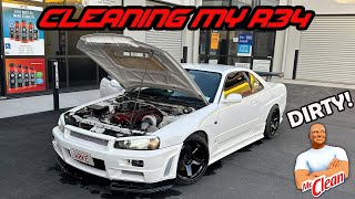 Cleaning My Nissan Skyline R34 After A Month Of Sitting In The Garage (Very Dirty!)