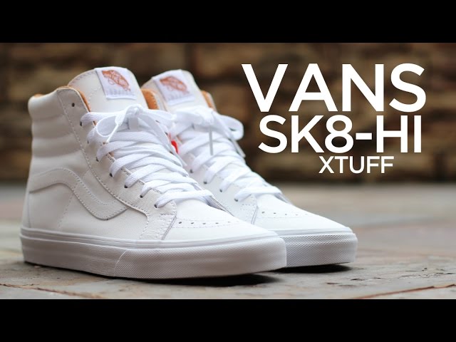 vans sk8 hi all white on feet