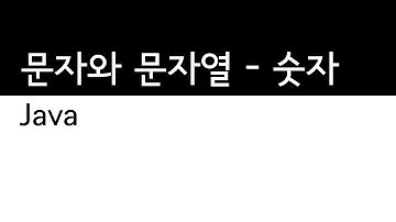 Java - 숫자와 문자열 - 숫자