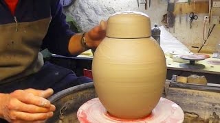 Throwing / Making a Pottery Ginger Jar Pot on the Wheel.