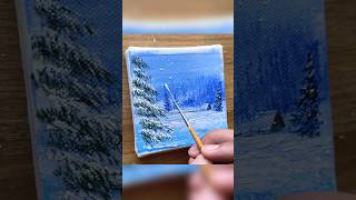 Snowy winter acrylic painting