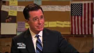 Stephen Colbert on Meet The Press (In and Out of Character)