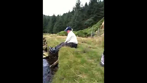 Gail Bradshaw falling into a river