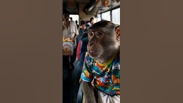 monkey vlog traveling in bus 🙉👍 #funnyshorts #ai #funnyvideo #youtubeshorts #viral