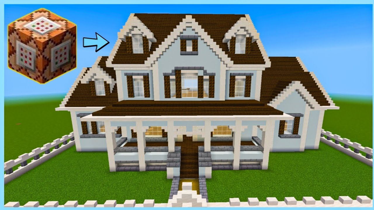 How to build a Modern house in Minecraft by using a COMMAND BLOCK Mcpe ...