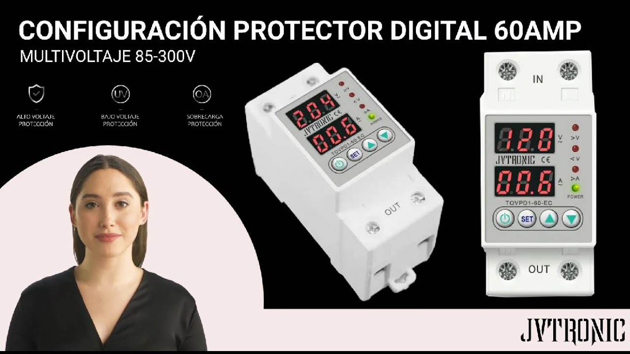 CONFIGURACIÓN PROTECTOR DIGITAL  60AMP JVTRONIC TOVPD1-60-EC , ELÉCTRONICO 110/220v