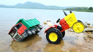 Tipper Hyva Accident Biggest River Pulling Out Mahindra Tractor ? Volvo Truck | Dumper | CS Toy