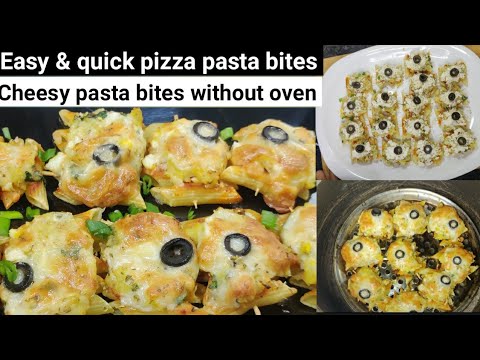 Cheesy Pizza Pasta Bites Recipe | Easy Pasta Pizza Snacks | Mini Pizza ...