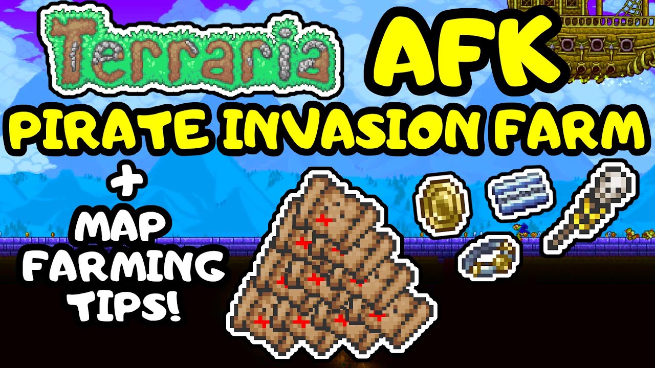 EASIEST TERRARIA PIRATE INVASION AFK FARM Terraria Pirate Map Farming Guide Lucky Coin Farm Guide