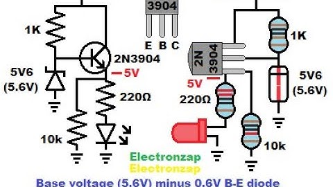 NPN BJT emitter follower improved zener diode circuit using 2N3904 bipolar junction transistor