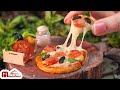 Perfect miniature pizza making in mini forest  asmr cooking mini food