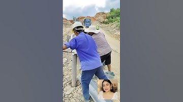 Manual installation of highway guardrail by workers #satisfyingvideos