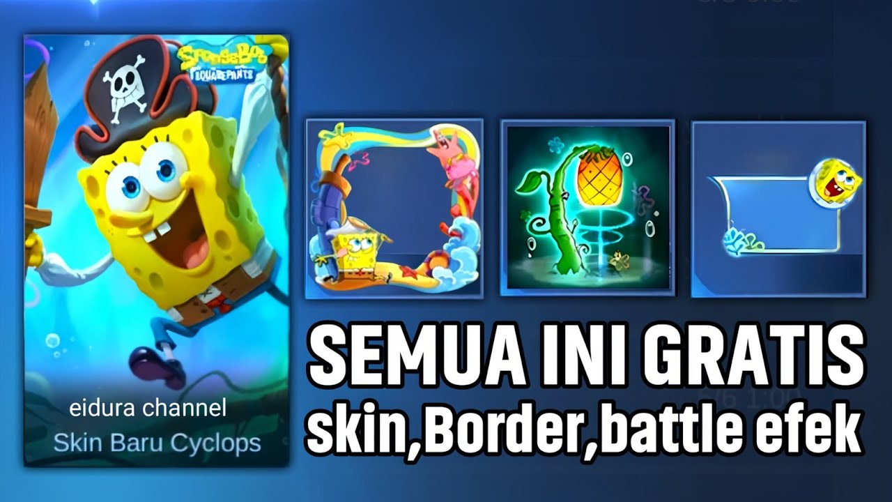 UPDATE CARA DAPETIN SKIN MLBB X SPONGEBOB GRATIS! BORDER GRATIS