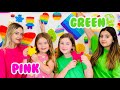 PINK and GREEN Teams Riddle Challenge with Sisters Play Toys