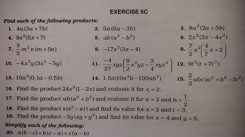 Class 7 (RS Aggarwal) | Chapter 6 | Exercise 6C (Q.1 - Q.19) | Algebraic Expressions