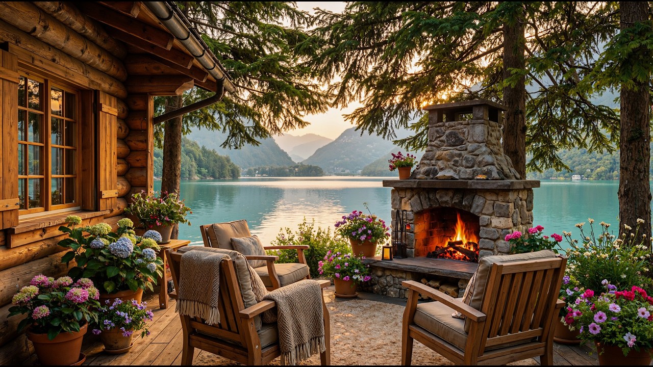 Positive Morning Spring Day - Smooth Piano Relaxing Music At Lake Ambience