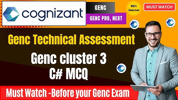 🔥Cognizant GenC Technical Assessment Cluster 3 | C# mcq Programming Full Prepration