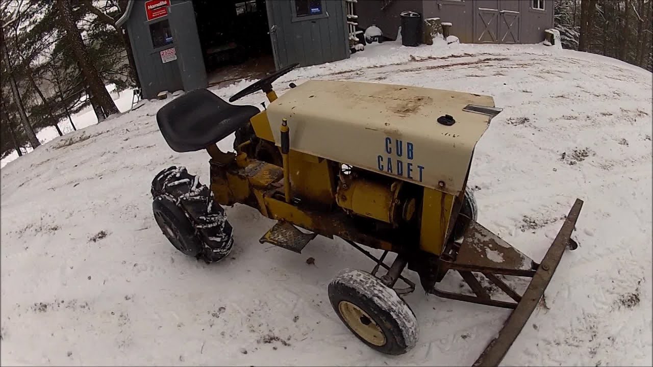 Vintage Old 1961 Cub Cadet Garden Tractor Plowing Snow Gopro On