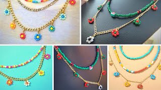 أسهل طريقة لعمل سلسلة الورود/ وردة بالخرز / beads flowers /  هاند ميد/ handmade / اصنعيها بنفسك/ diy