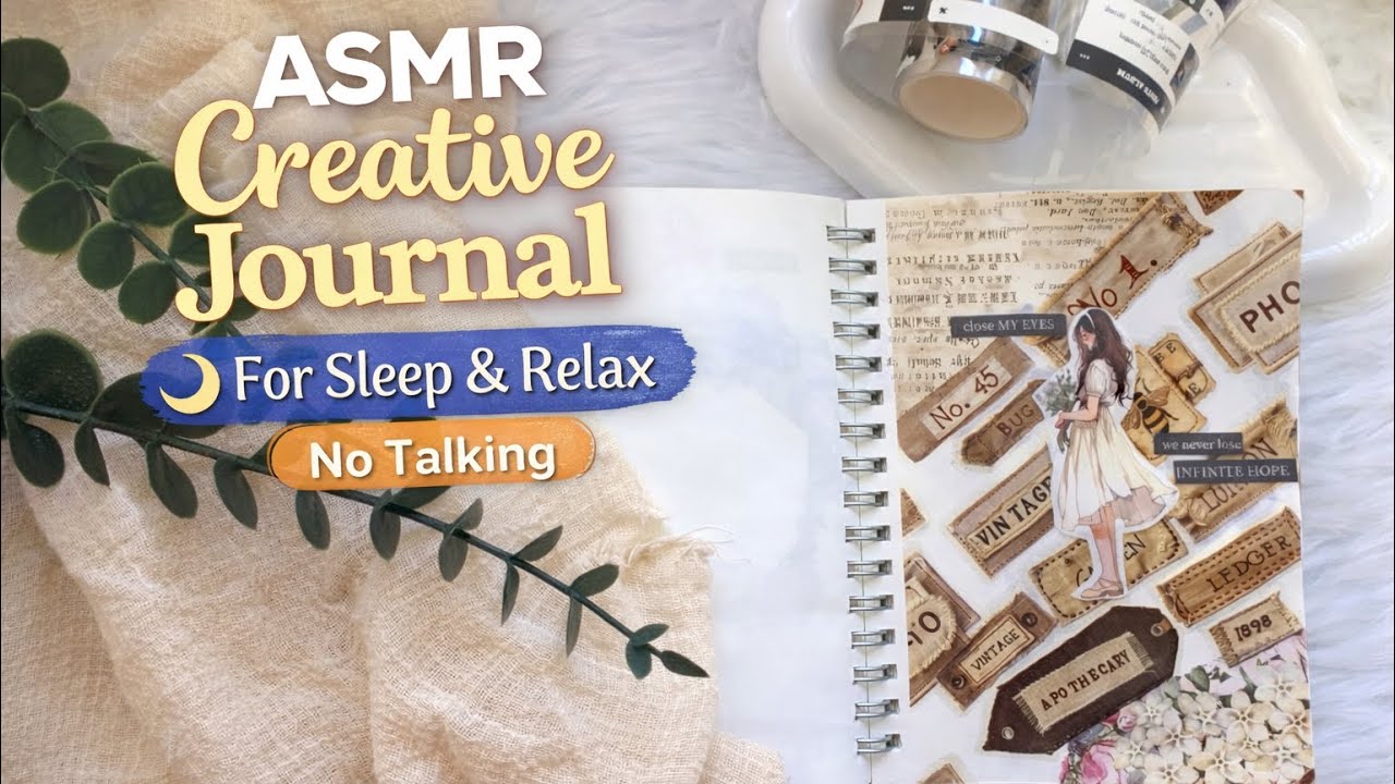Relaxing ASMR Creative Journal | Vintage Scrapbooking & Paper Sounds for Sleep | ASMR #18 
