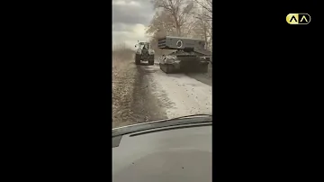 #Ukrainian farmer with tractor pulling #russian type solantis missile system
