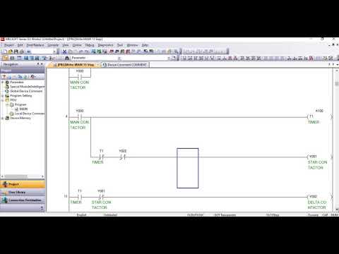Star Delta Ladder Program in Mitsubishi PLC FX-CPU with Offline Simulator
