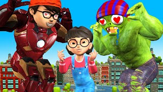 🔴 Live: Scary teacher Fun 3D animation - Nick Iron Man and Iron Tani vs Zombie Hulk War #5