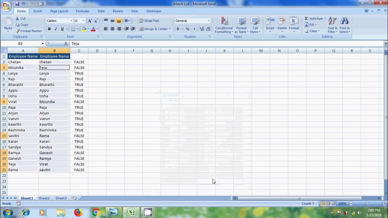 compare two columns in excel for differences