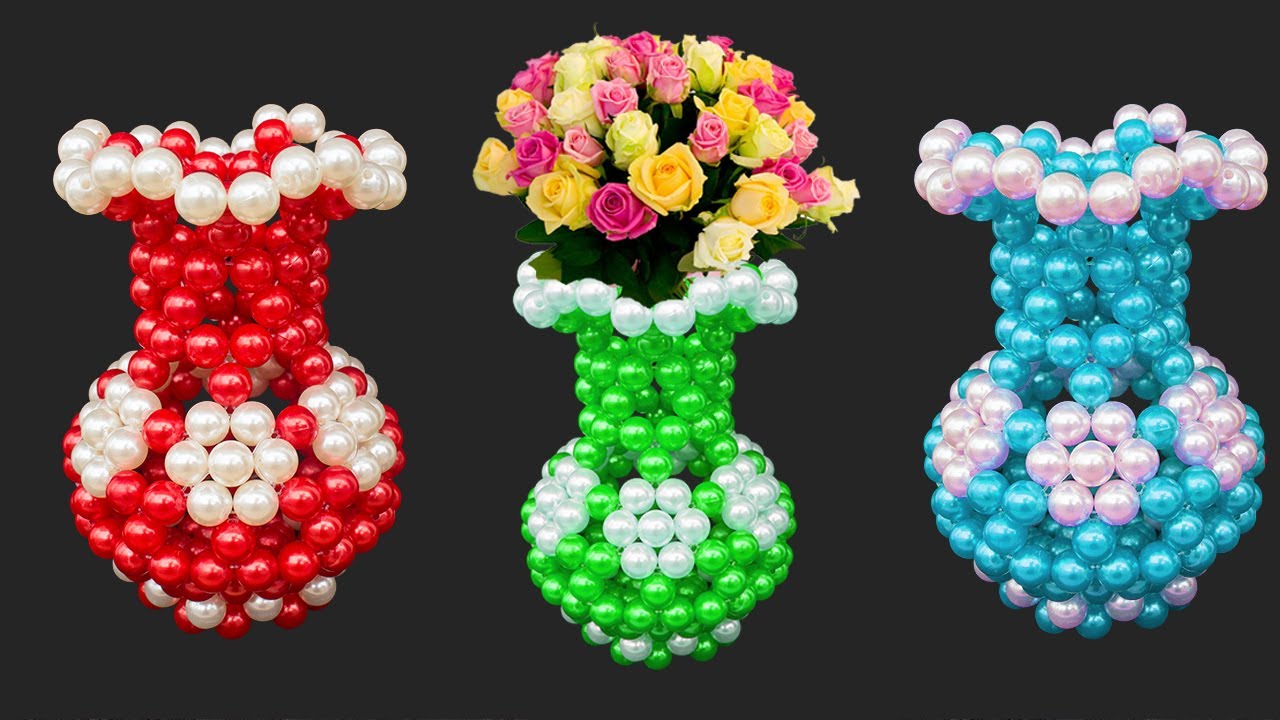 How To Make Flower Vase | Flower Pot | Beaded Flower Vase | Pearl Flower Pot | Putir Fuldani