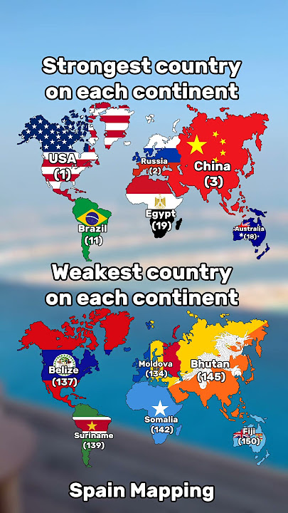 Strongest and Weakest country on each continent #geography #europe #mapping #history #shorts