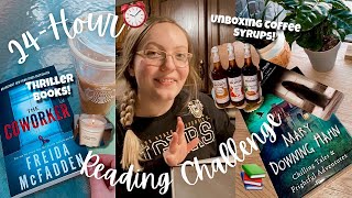 24-HOUR READING CHALLENGE! Thriller & Mystery Books + Unboxing Coffee Syrups! 📚💤