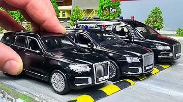 Президентский кортеж на макете. Аурус Сенат, Арсенал, Комендант модели Технопарк. Про машинки