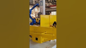 Our designed and produced 1T payload three-axis positioner is working with Yaskawa welding robots