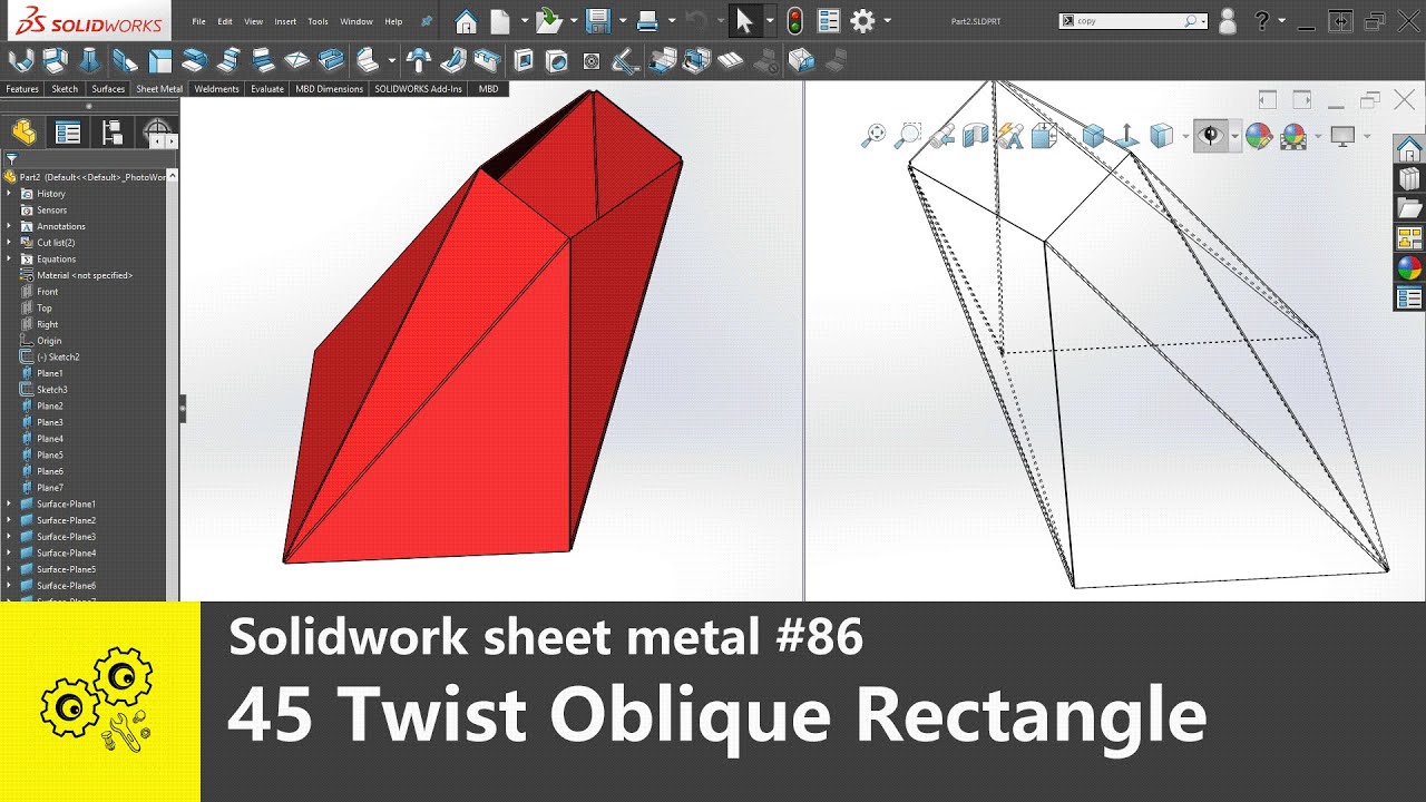 Solidworks tips #86 | 45 degree twist oblique rectangle to rectangle ...