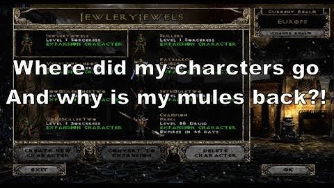 Diablo 2: Display bug - Deleting old deleted characters to get your characters back.