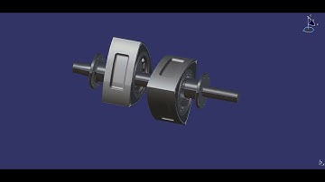 CATIA:  2 Rotor Engine - e shaft, rotors and gears