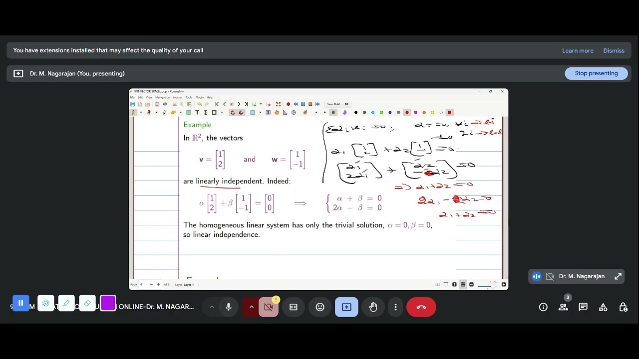 Vector Space; Linearly Independent: Example -1 - YouTube