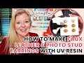 How to make faux leather  photo stud earrings with uv resin