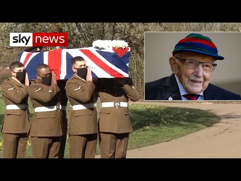 Military guard and RAF flypast at Captain Sir Tom Moore's funeral