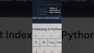 Python Series #11 - Hindi | Indexing in Python List Explained | #Python #Shorts #learnpython