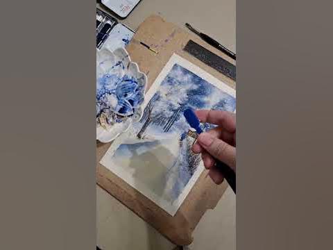😲 ️Сніг зубною щіткою? #малювання #акварель #зимові #зима - YouTube