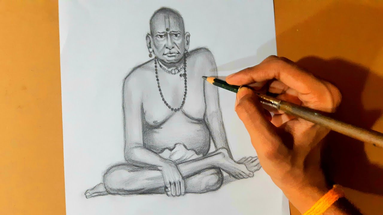 Realistic swami samarth colour pencil drawing  how to draw a portrait  with colour pencil  YouTube