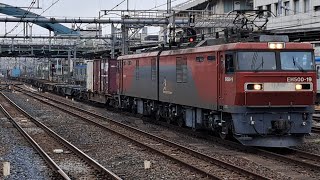 EH500 19号機[仙貨](JRFマーク無し)+コキ19両が大宮駅④を通過！《3070列車》
