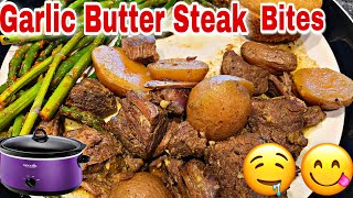 This Easy Crockpot Recipe Is A MUST TRYGarlic Butter Steak Bites,Yellow Potatoes In Your Crockpot