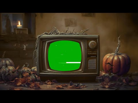3 Halloween Green Screen TV Template 4K