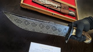 Forja De Cuchillo Artes Hecho En Acero De Damasco Patrón Mosaico