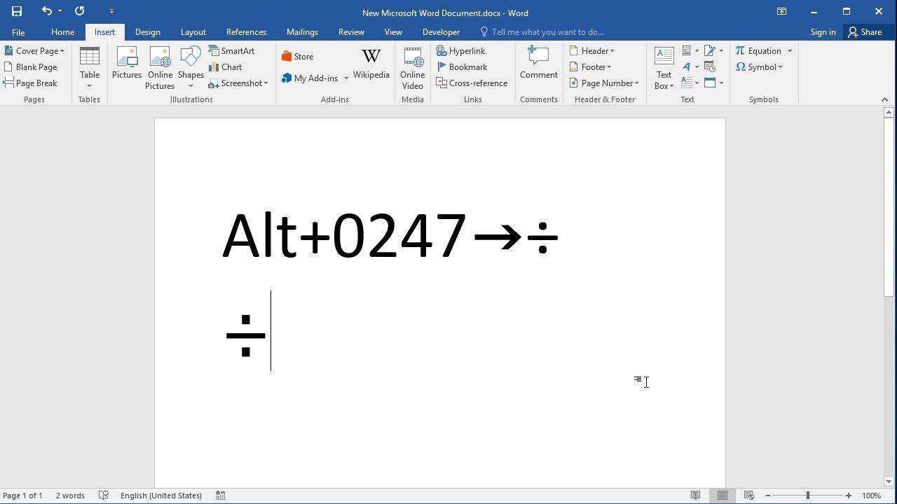 How to Type the Divide (Division) Symbol in Word